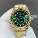 Swiss replica Rolex Sky-Dweller 2nd Time Zone yellow gold 9002 Jubilee watch 904L 